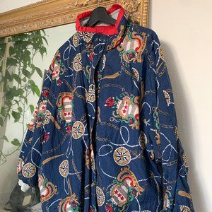 Navy Blue Reversible Nylon Windbreaker - XL